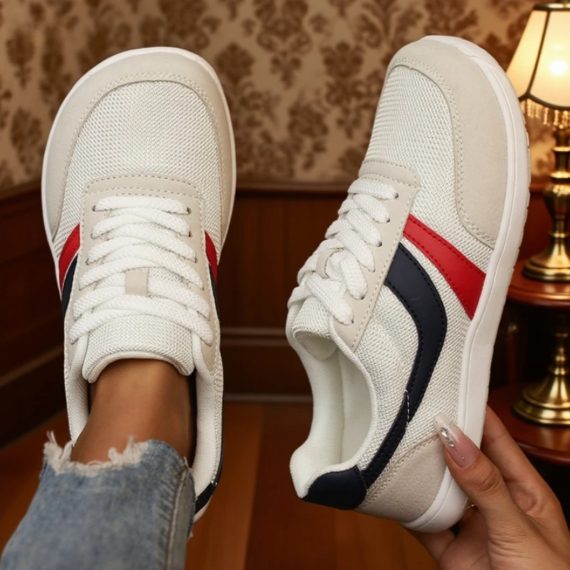Women's Wide Toe Shoes Sneakers Barefoot Casual Wide Last Fashionable Canvas Black Flat Board Shoe Breathable Mesh Running Shoes