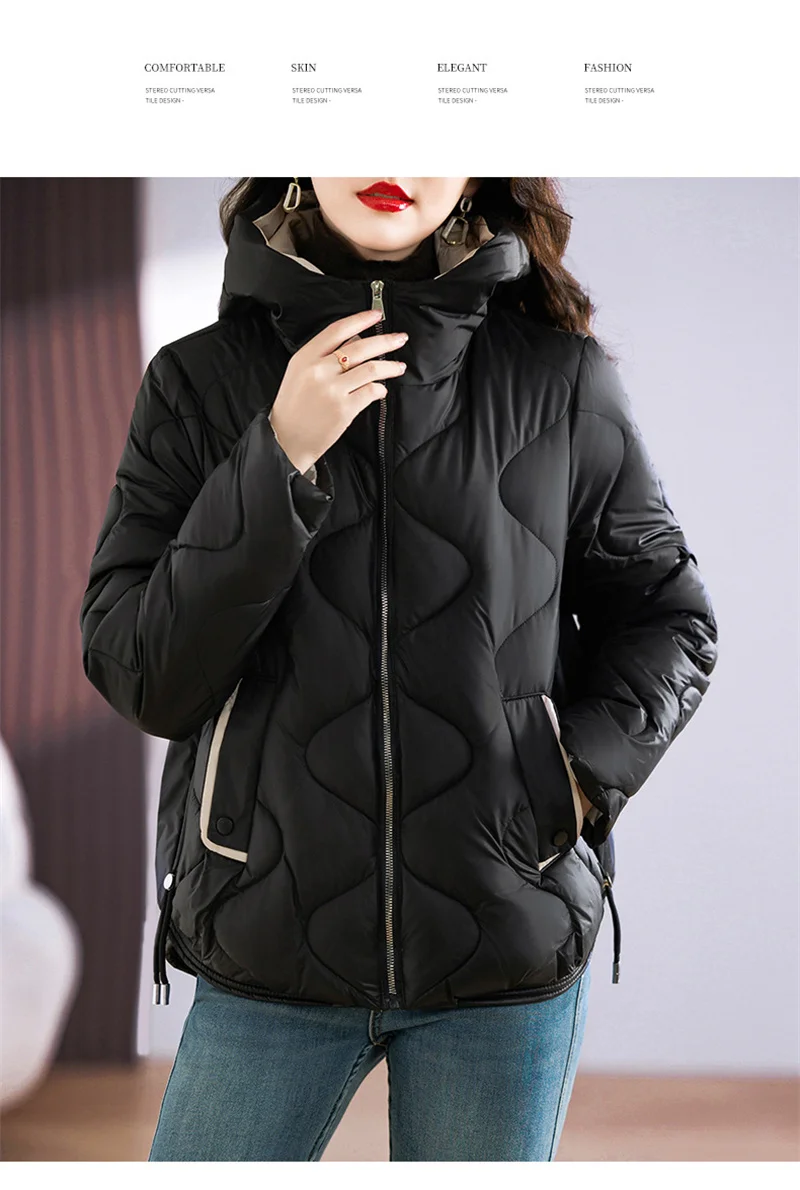 2026 New Korean Down Cotton Jacket Women Hooded Parkas Winter Cotton Padded Coat Thick Warm Loose Puffer Female Snow Wear Outwea