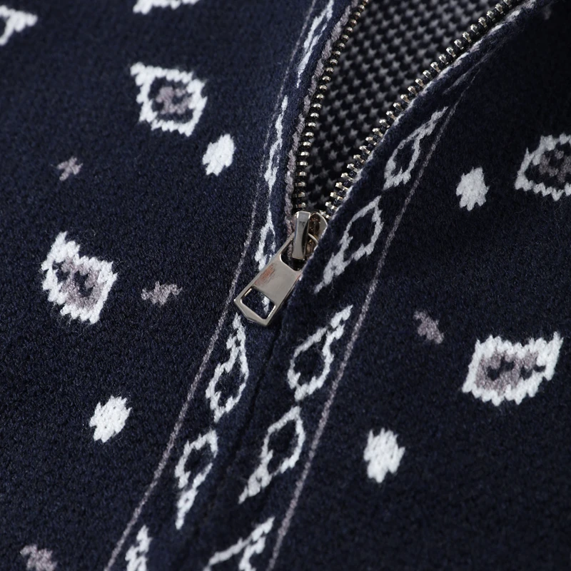 Fashion Knit Printed Sweater Women's Stand Collar Long Sleeve Zippers Vintage Style Cardigan 2026 Autumn New Lady Casual Top ﻿