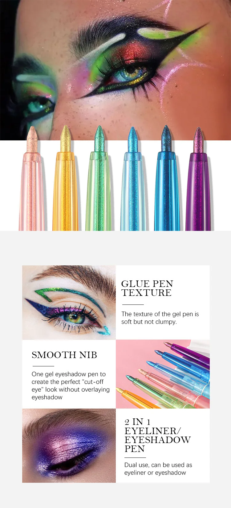 Shiny Chameleon Metallic Blue Eyeliner Gel Pen Eyeshadow Multicolor Eye Liner Pearlescent Polarized Glitter Eyes Pigment Makeup