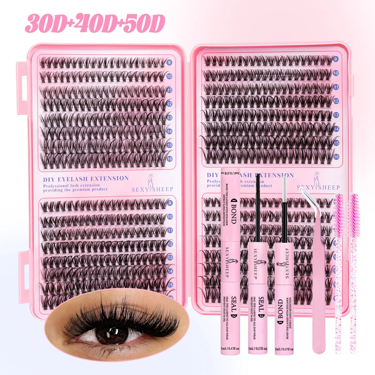 DIY Cluster Lashes Kit Individual Lashes 3D Faux Mink Lashes Wispy Eyelash Extension Soft Lashes Reuseable Makeup