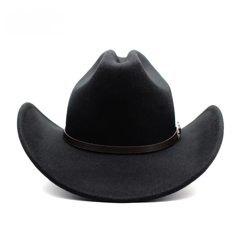Vintage Western Cowboy Hat For Men's Gentleman Lady Jazz Cowgirl With Leather Wide Brim Cloche Church Sombrero Hombre Caps