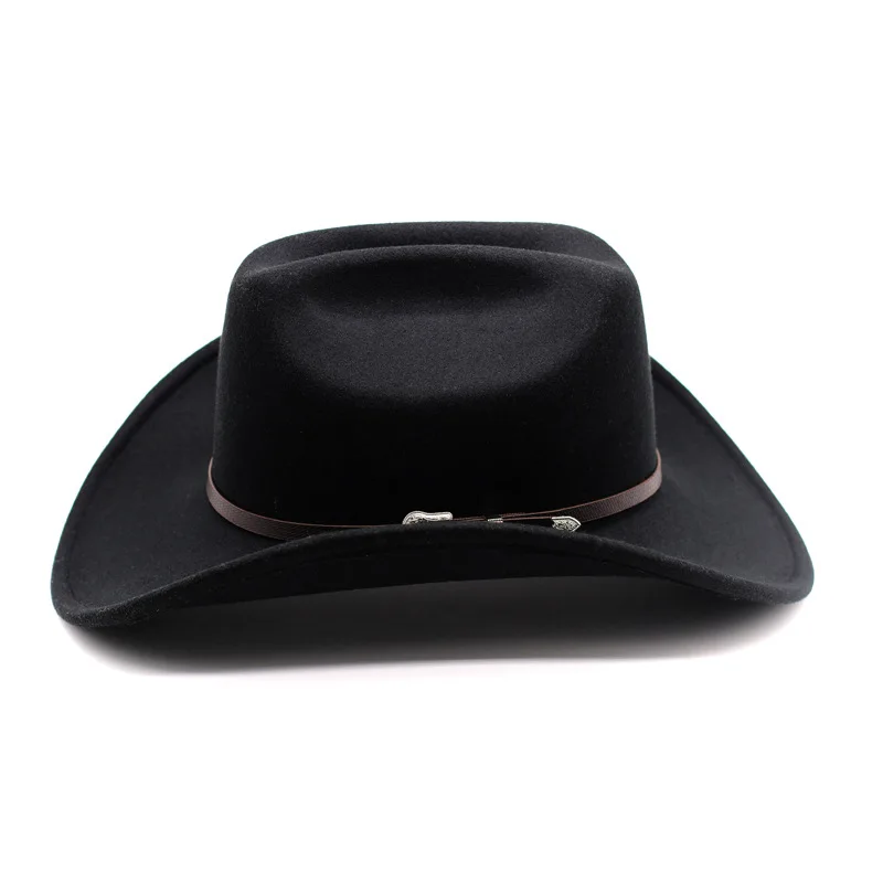 Vintage Western Cowboy Hat For Men's Gentleman Lady Jazz Cowgirl With Leather Wide Brim Cloche Church Sombrero Hombre Caps