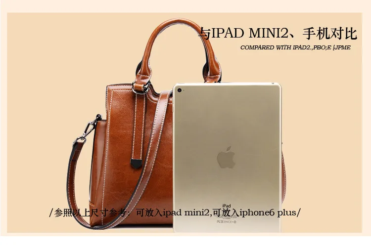 Genuine Leather Women Handbag Top Handle Shoulder Cross Body Bag Fashion Oil Wax Cowhide Purses and Handbags Messenger Tote Bags