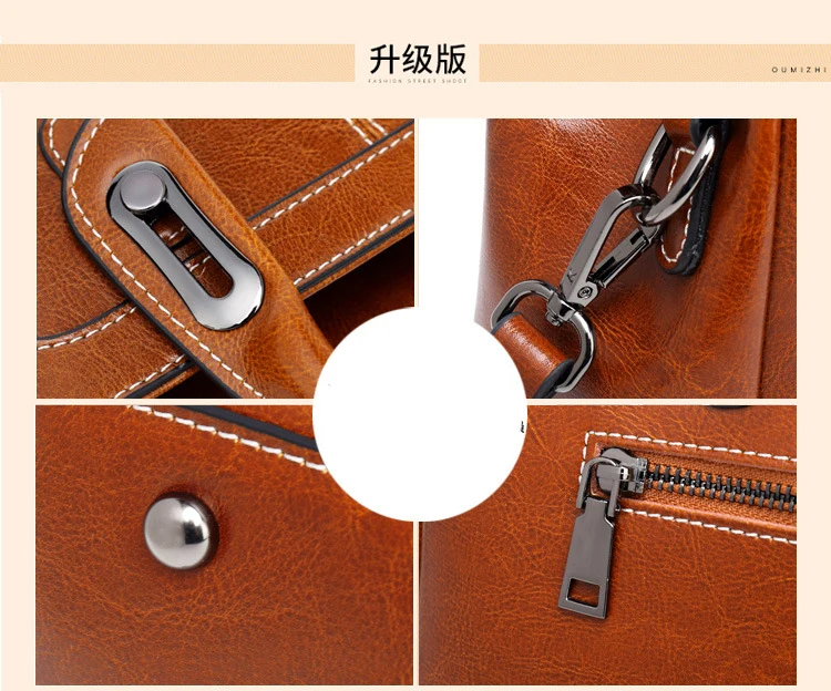 Genuine Leather Women Handbag Top Handle Shoulder Cross Body Bag Fashion Oil Wax Cowhide Purses and Handbags Messenger Tote Bags
