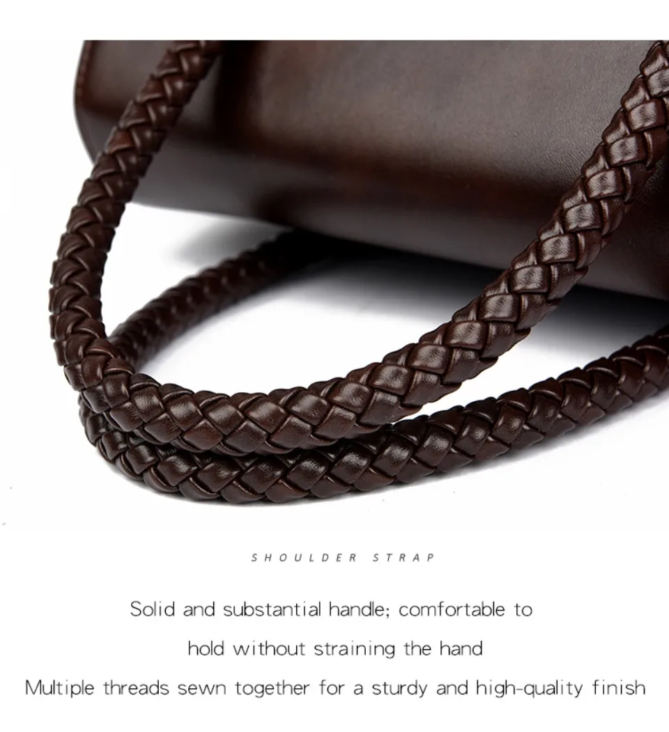 Woven Handle High Quality Leather Women Top-handle Shoulder Bags Retro Casual Totes Latest Trendy Lock Designer Handbag Small