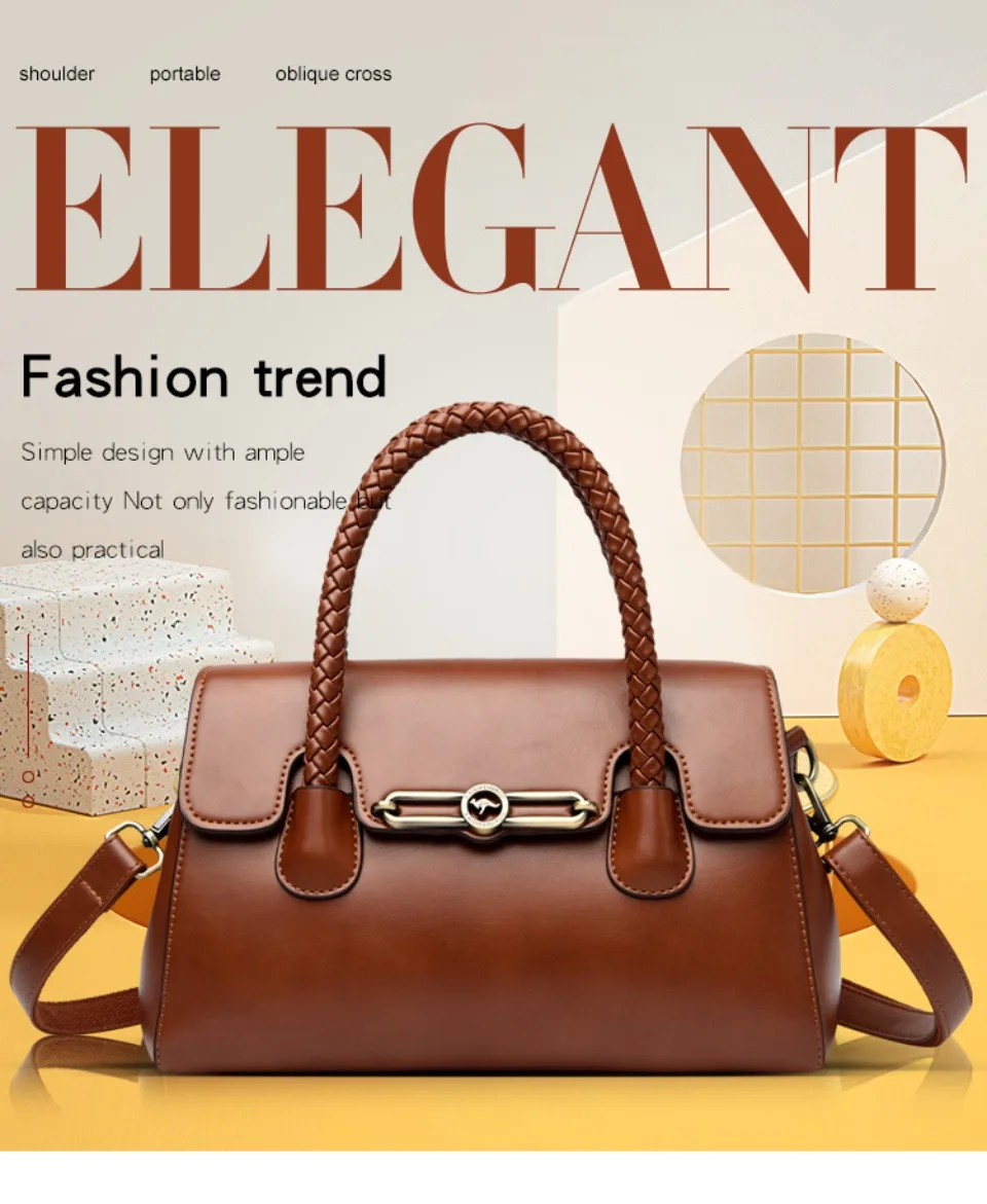 Woven Handle High Quality Leather Women Top-handle Shoulder Bags Retro Casual Totes Latest Trendy Lock Designer Handbag Small