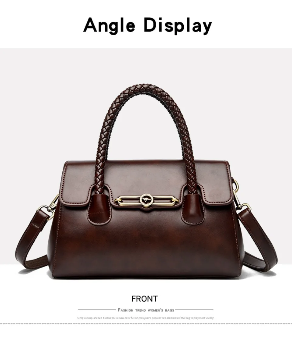Woven Handle High Quality Leather Women Top-handle Shoulder Bags Retro Casual Totes Latest Trendy Lock Designer Handbag Small