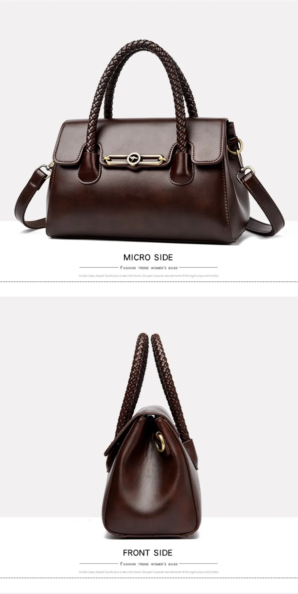 Woven Handle High Quality Leather Women Top-handle Shoulder Bags Retro Casual Totes Latest Trendy Lock Designer Handbag Small