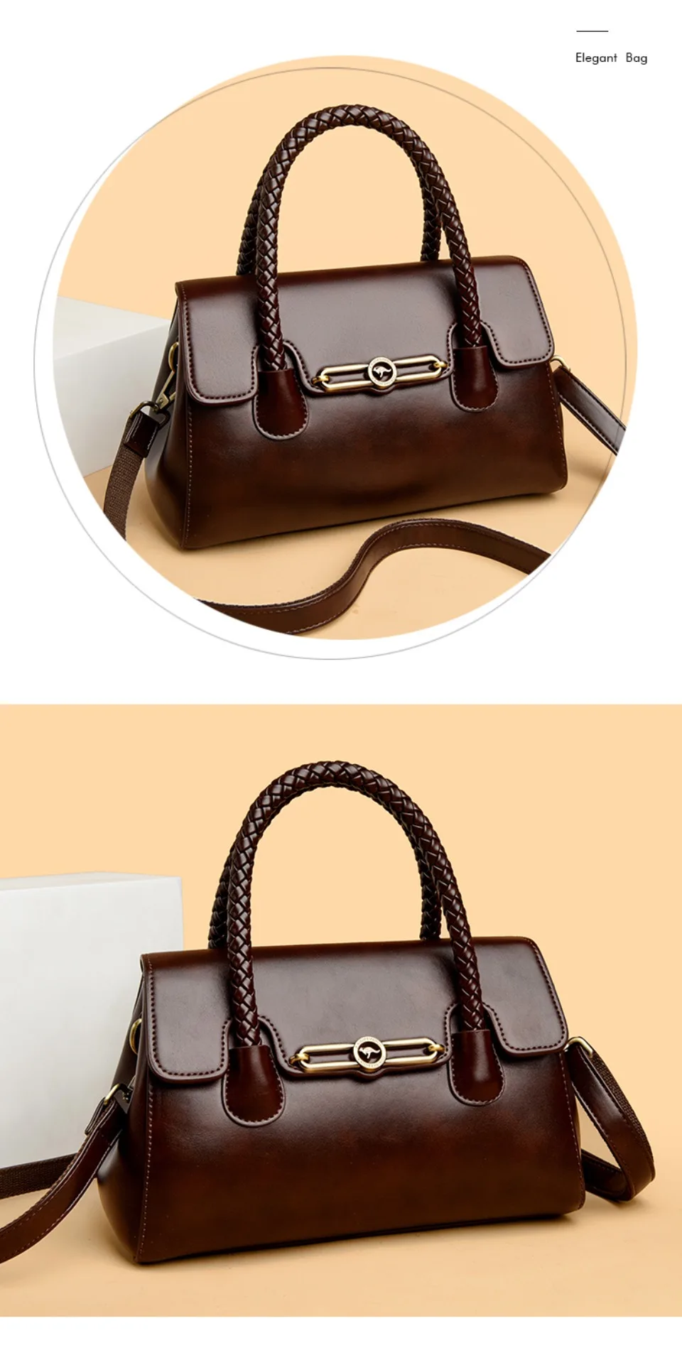 Woven Handle High Quality Leather Women Top-handle Shoulder Bags Retro Casual Totes Latest Trendy Lock Designer Handbag Small