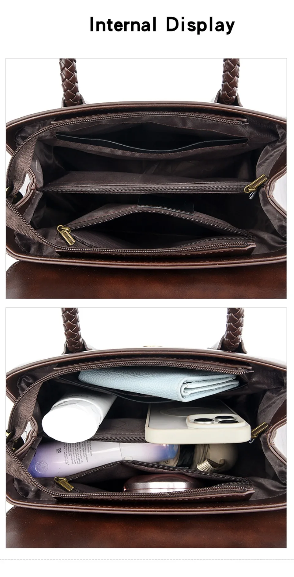 Woven Handle High Quality Leather Women Top-handle Shoulder Bags Retro Casual Totes Latest Trendy Lock Designer Handbag Small
