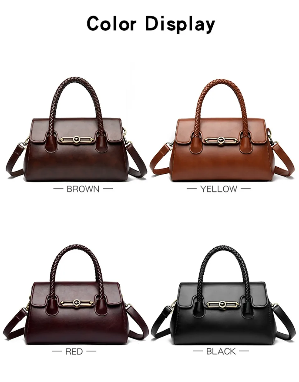 Woven Handle High Quality Leather Women Top-handle Shoulder Bags Retro Casual Totes Latest Trendy Lock Designer Handbag Small