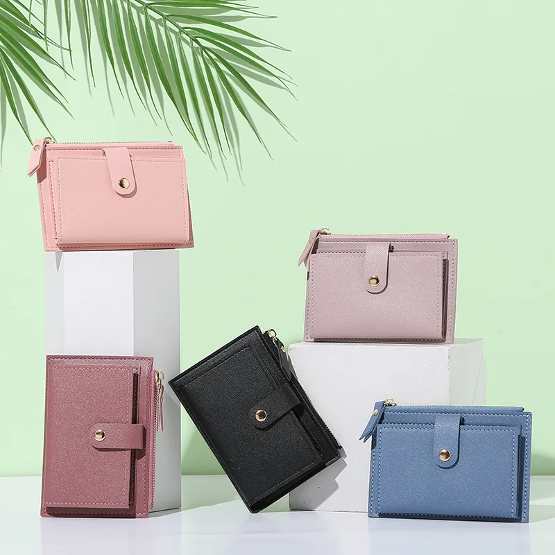 Fashion Women Wallets Leather Female Purse Mini Hasp Solid Multi-Cards Holder Coin Short Wallets Slim Small Wallet Zipper Hasp