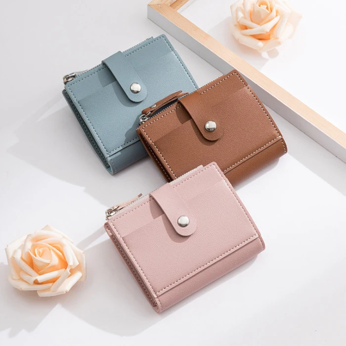 Fashion Women Wallets Leather Female Purse Mini Hasp Solid Multi-Cards Holder Coin Short Wallets Slim Small Wallet Zipper Hasp