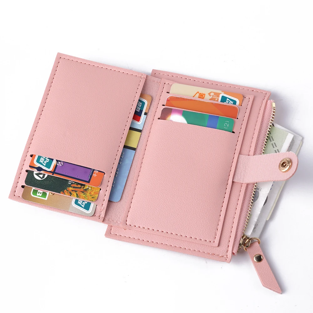 Fashion Women Wallets Leather Female Purse Mini Hasp Solid Multi-Cards Holder Coin Short Wallets Slim Small Wallet Zipper Hasp