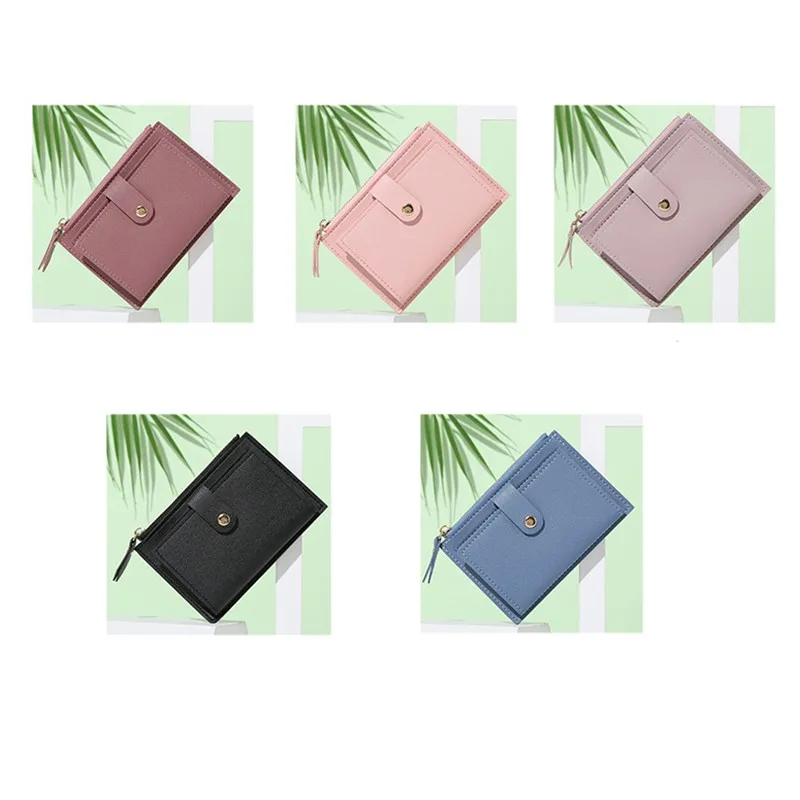 Fashion Women Wallets Leather Female Purse Mini Hasp Solid Multi-Cards Holder Coin Short Wallets Slim Small Wallet Zipper Hasp