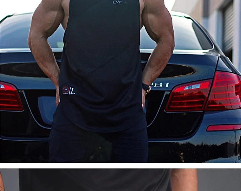 Men's Gym Tank Top Bodybuilding Singlet Fitness Sleeveless Vest Muscle Shirt Casual Cotton Top Workout Sports Vest Men Clothing