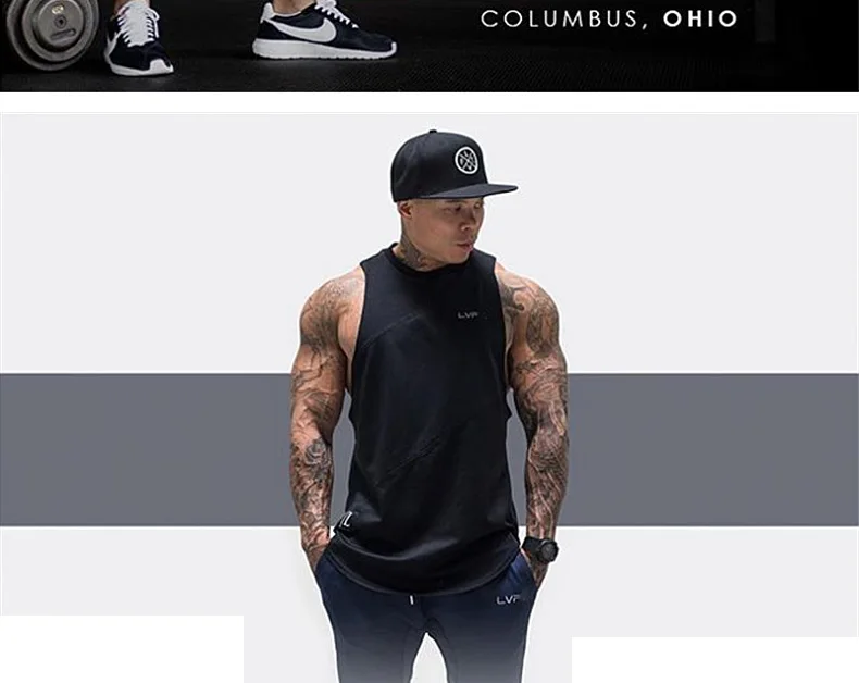 Men's Gym Tank Top Bodybuilding Singlet Fitness Sleeveless Vest Muscle Shirt Casual Cotton Top Workout Sports Vest Men Clothing
