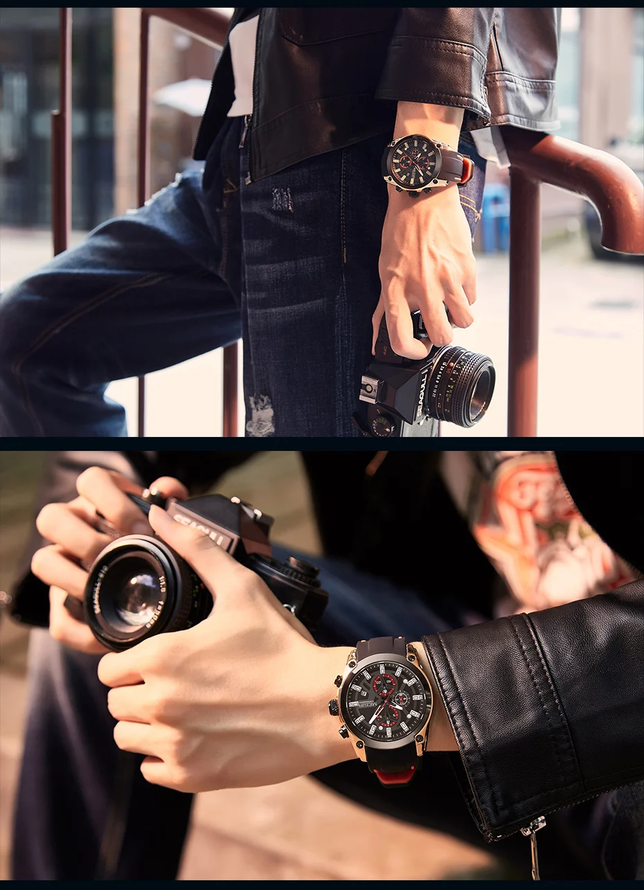 MEGIR Original Blue Sport Watch for Men Luxury Military Quartz Chronograph Clock Luminous Big Dial Wristwatch Montre Homme 2144