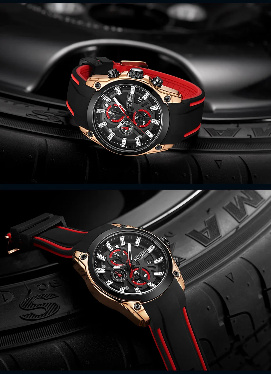 MEGIR Original Blue Sport Watch for Men Luxury Military Quartz Chronograph Clock Luminous Big Dial Wristwatch Montre Homme 2144