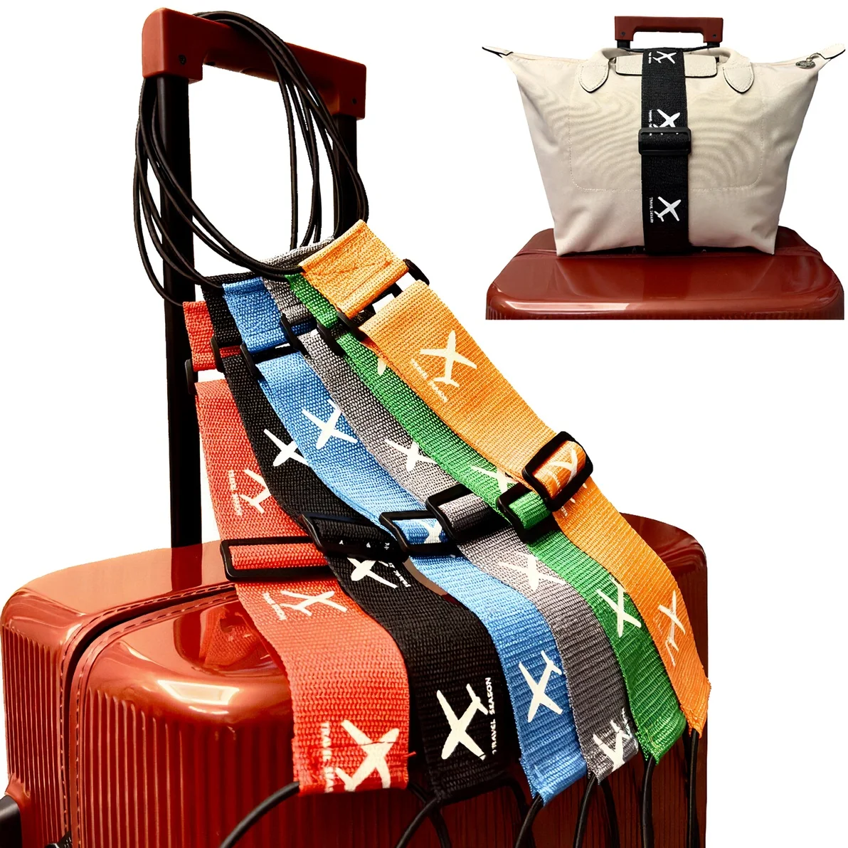 Airplane Pattern Luggage Straps Bag Bungee Suitcase Adjustable Belt, Travel Suitcase Elastic Strap Belt Luggage Accessories