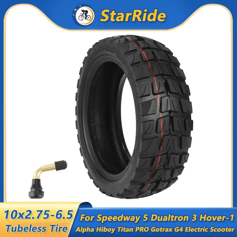 10x2.75-6.5 Tubeless Tire with Valves 10 Inch Vacuum Tires for Speedway 5 Dualtron 3 Hover-1 Alpha Hiboy Titan Electric Scooter