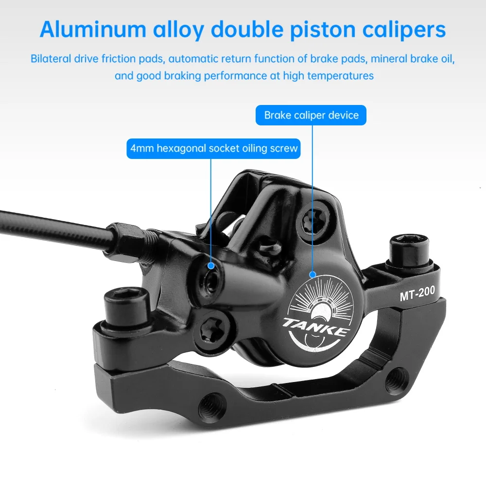 TANKE MT200 Bike Hydraulic Disc Brake MTB Brake BL BR 800/1600mm Bicycle Brake 2 Piston 3 Finger Steel Lever Bike Parts Upgrade