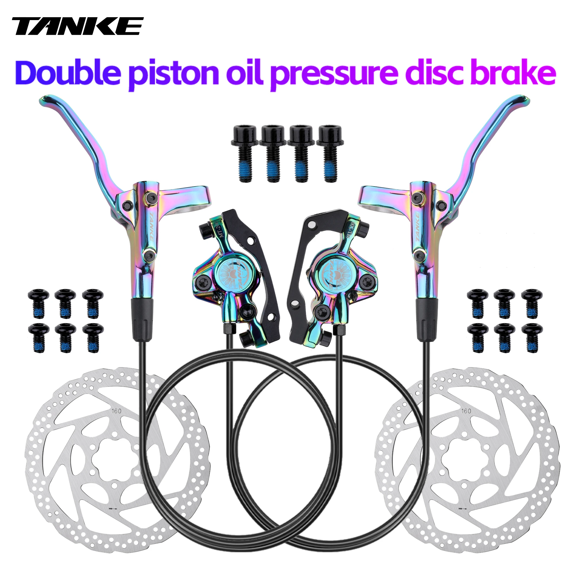 TANKE MT200 Bike Hydraulic Disc Brake MTB Brake BL BR 800/1600mm Bicycle Brake 2 Piston 3 Finger Steel Lever Bike Parts Upgrade