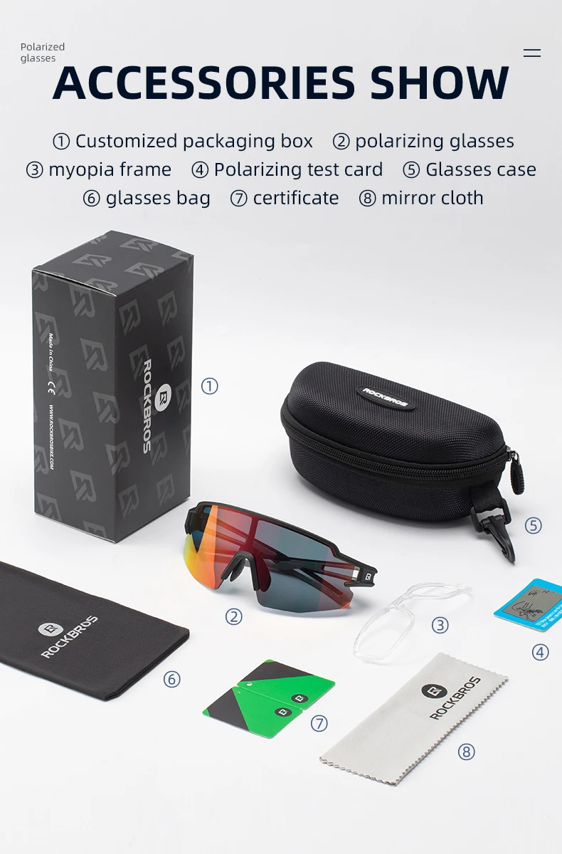 ROCKBROS Bicycle Glasses Polarized Lens Men Women Bike Glasses Eyewear Goggles UV400 Outdoor Sports MTB Road Cycling Sunglasses