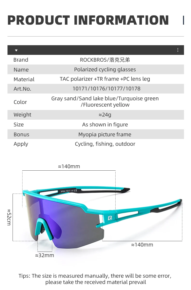 ROCKBROS Bicycle Glasses Polarized Lens Men Women Bike Glasses Eyewear Goggles UV400 Outdoor Sports MTB Road Cycling Sunglasses