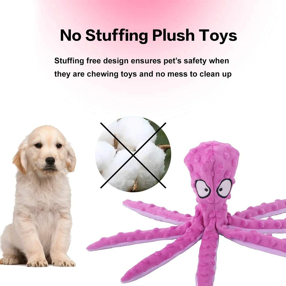 Dog Toys Octopus Non-stuffed Soft Plush Toy Puppy Educational Teething Chew Toys Pet Supplies for Small Medium Dogs