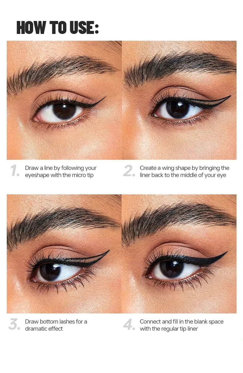 Common Eyeliner for Men and Women Waterproof, Long-lasting, Fast Drying Black Eyeliner Pen Men's Eyeliner Eye Makeup Cosmetics