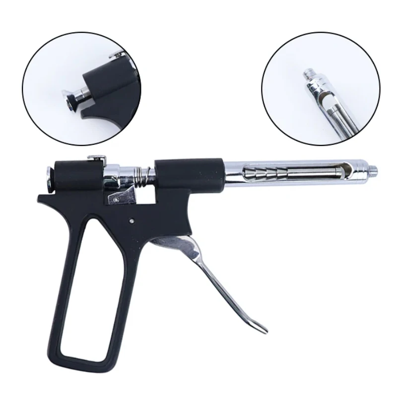 1 Set Stainless Steel Dental Gun Syringe Gun Type Press Type  Anesthetic Syringe With 2 Tips Dental Surgical Instruments