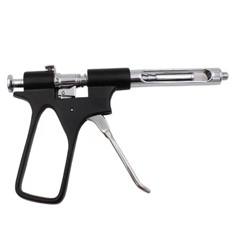 1 Set Stainless Steel Dental Gun Syringe Gun Type Press Type  Anesthetic Syringe With 2 Tips Dental Surgical Instruments