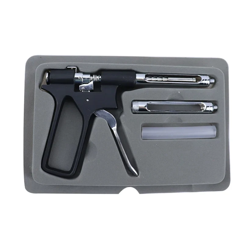 1 Set Stainless Steel Dental Gun Syringe Gun Type Press Type  Anesthetic Syringe With 2 Tips Dental Surgical Instruments