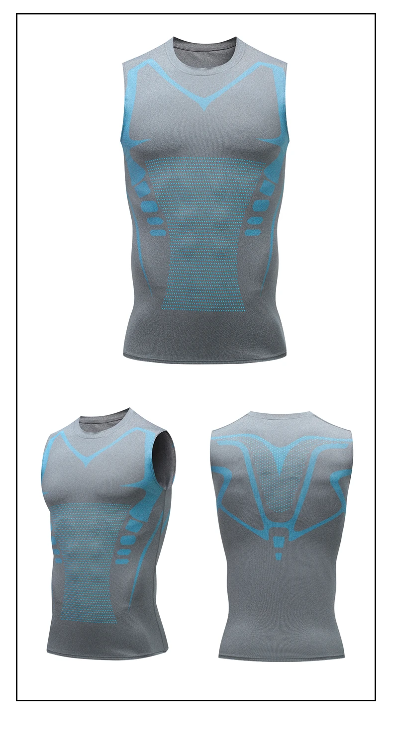 Compression Tank Top Men Gym Shirt Sleeveless Quick Dry Printing Sportswear Male Fitness Bodybuilding Vest Workout Muscle Top