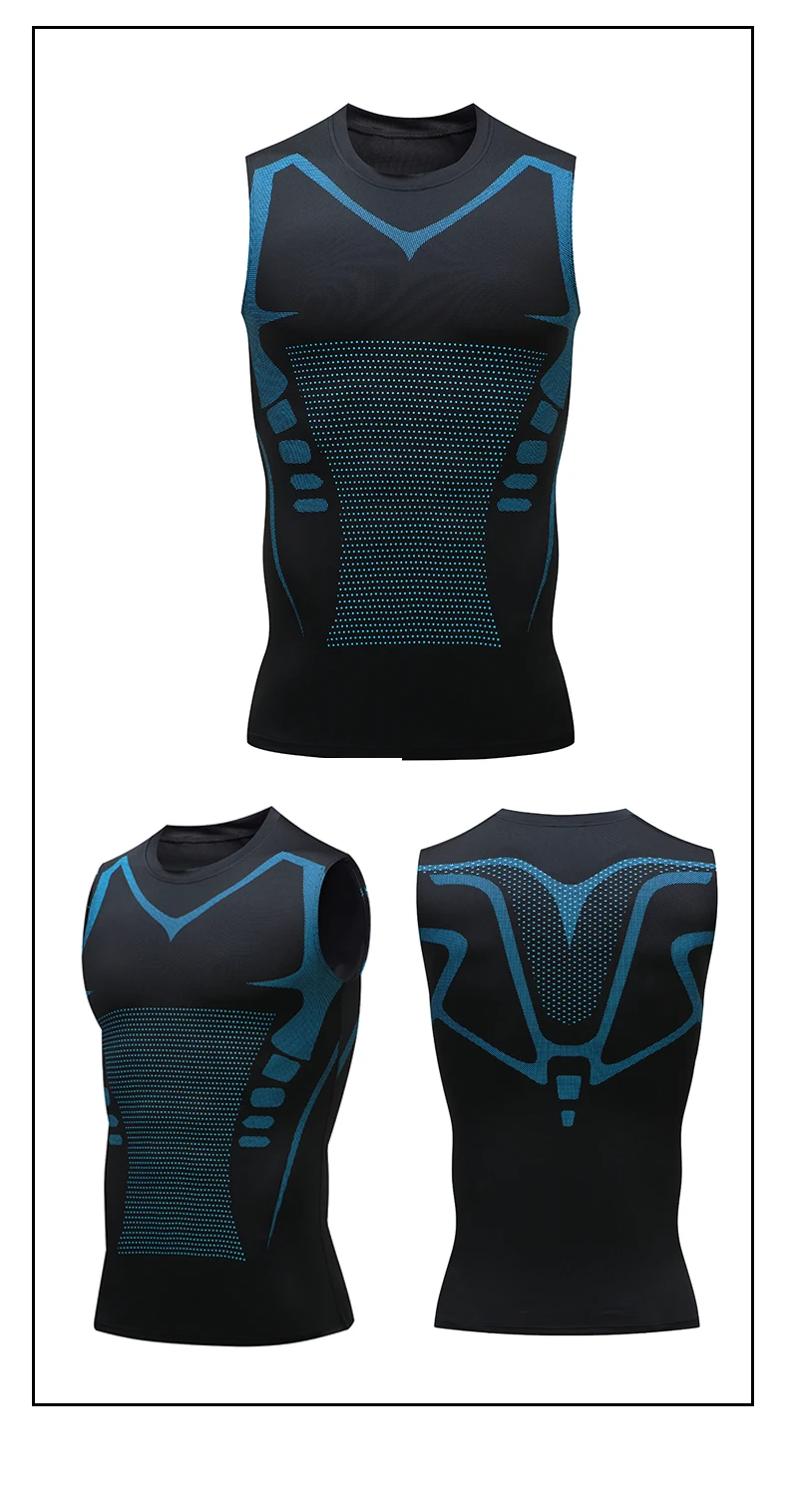 Compression Tank Top Men Gym Shirt Sleeveless Quick Dry Printing Sportswear Male Fitness Bodybuilding Vest Workout Muscle Top