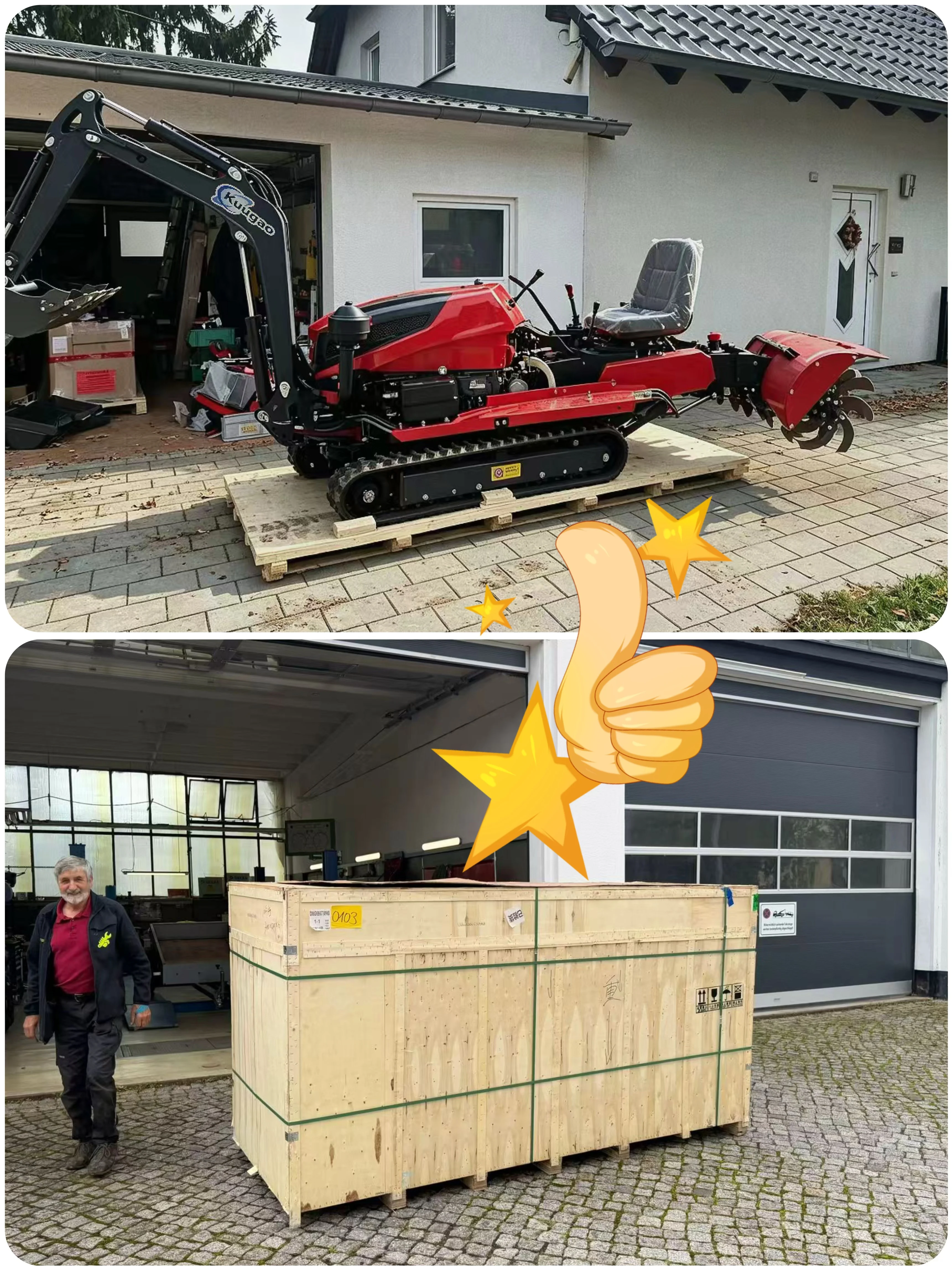 Agricultural Crawler Tractor 35HP Ride-On Rotary Tiller with Front Loader 25HP 30HP 50HP Track for Small Farm Garden Cultivation