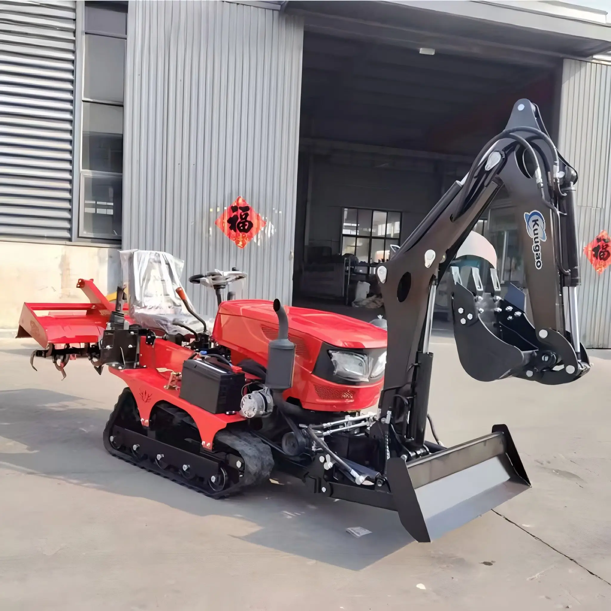 Agricultural Crawler Tractor 35HP Ride-On Rotary Tiller with Front Loader 25HP 30HP 50HP Track for Small Farm Garden Cultivation