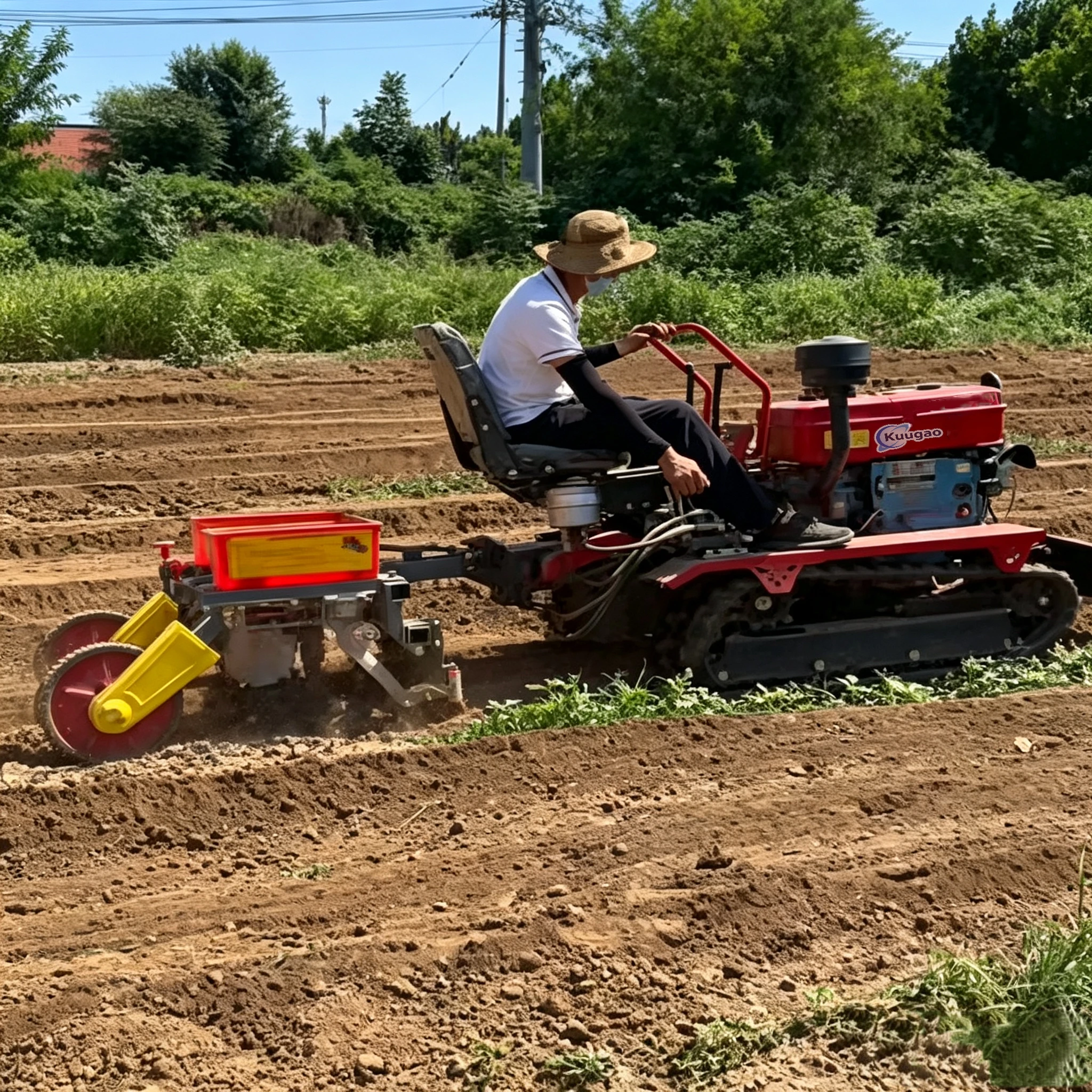Agricultural Crawler Tractor 35HP Ride-On Rotary Tiller with Front Loader 25HP 30HP 50HP Track for Small Farm Garden Cultivation