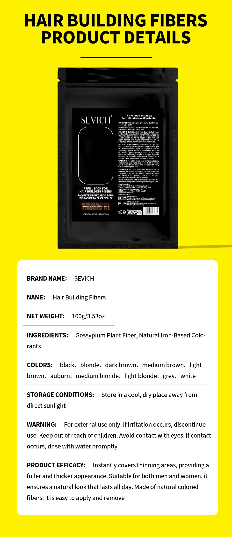 Unisex Hair Building Fibers for Dense Hair Thickening Powder 5 Second Instant Coverage Root Concealer Hair Fiber Hair Styling
