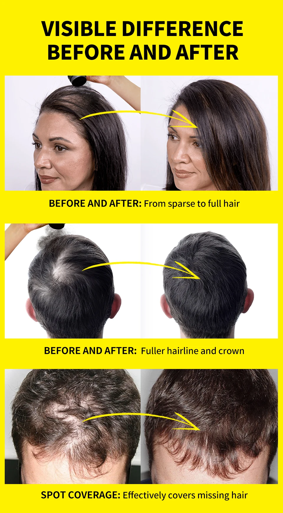 Unisex Hair Building Fibers for Dense Hair Thickening Powder 5 Second Instant Coverage Root Concealer Hair Fiber Hair Styling