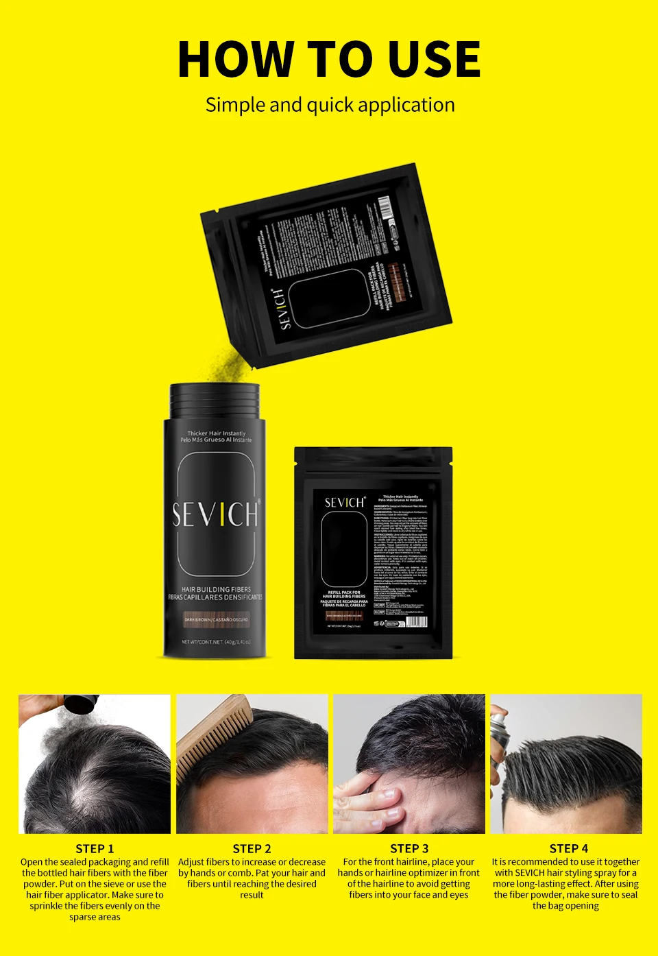 Unisex Hair Building Fibers for Dense Hair Thickening Powder 5 Second Instant Coverage Root Concealer Hair Fiber Hair Styling