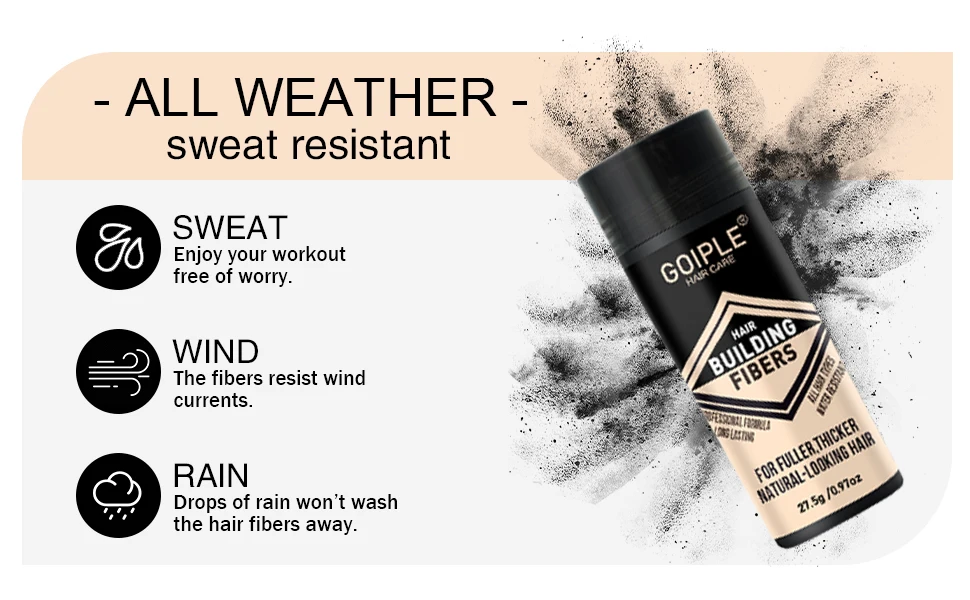 GOIPLE Professional Hair Building Fibers Powder Waterproof Long Lasting Unisex Natural Thickening Hair Anti-loss Fiber Products