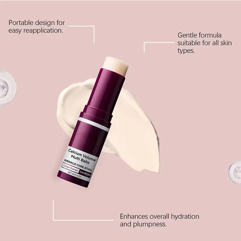 Calcium Volume Multi Balm Korean Skincare Stick,Face & Eye Cream,Collagen Deep Moisturizing Anti-Wrinkle,Suitable for Pre Makeup