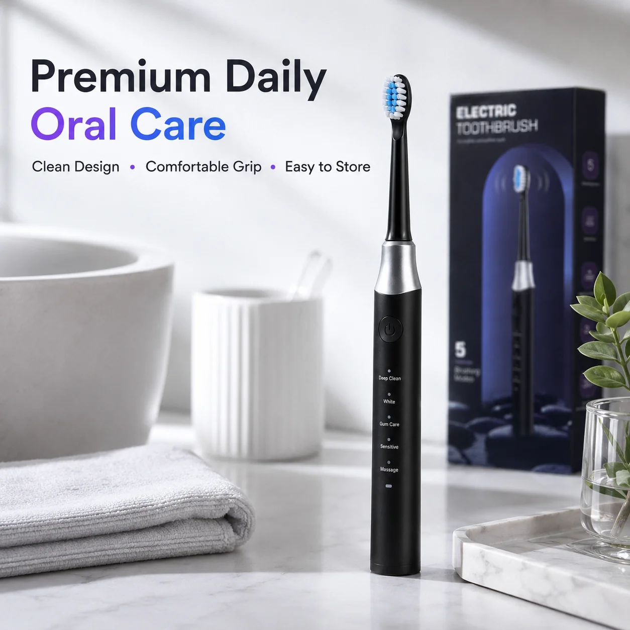 Dr.Yadent YD07 Electric Sonic Toothbrush Sensitive Gum Care Rechargeable Toothbrush 5 Modes Soft Brush Bristle 60 Days Life Long