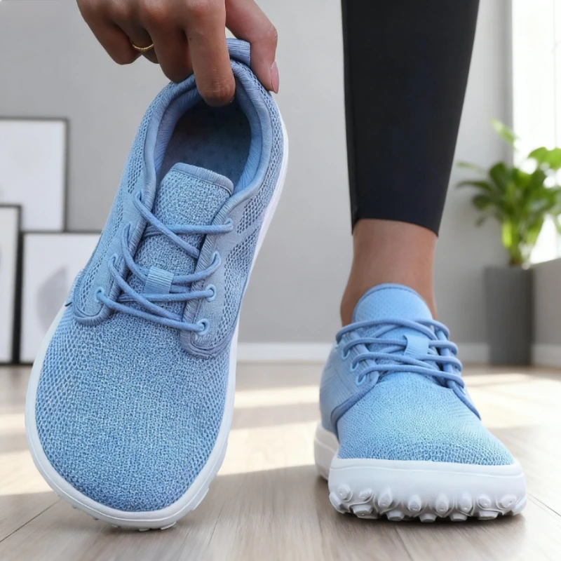 Wide Toe Casual Shoes for Women Barefoot Soft Sole Breathable Knitted Mesh Shoes New Non Slip Platform Sneakers Zapatos De Mujer