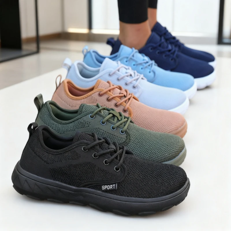 Wide Toe Casual Shoes for Women Barefoot Soft Sole Breathable Knitted Mesh Shoes New Non Slip Platform Sneakers Zapatos De Mujer
