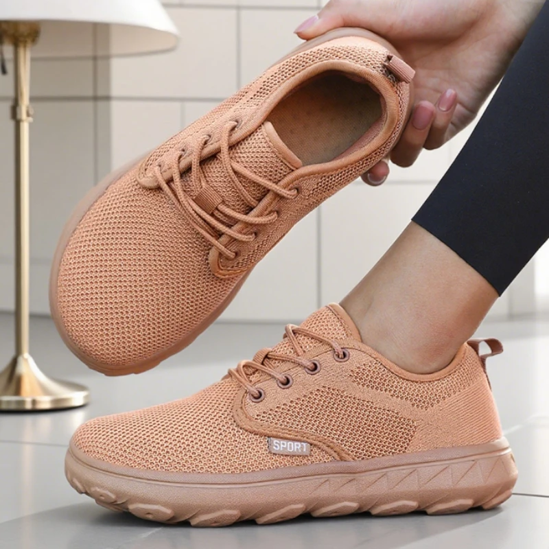 Wide Toe Casual Shoes for Women Barefoot Soft Sole Breathable Knitted Mesh Shoes New Non Slip Platform Sneakers Zapatos De Mujer