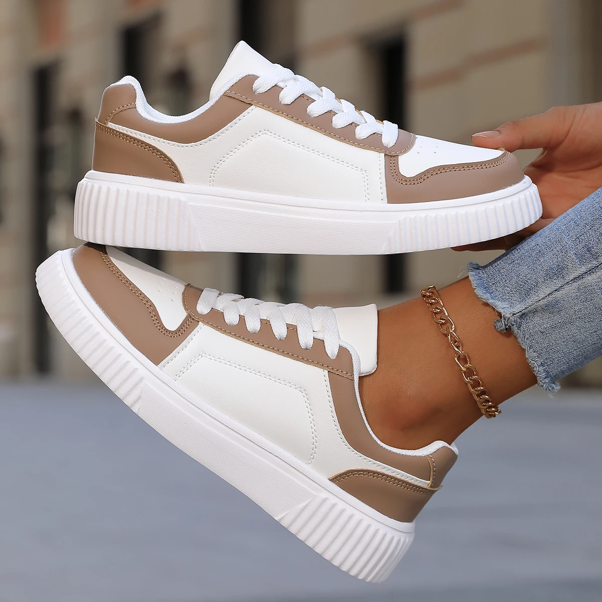 YRZL Womens Sneakers Autumn White Shoes Lightweight Thick Sole Non Slip Skatebaord Shoes Unisex Casual Sports Shoes for Man